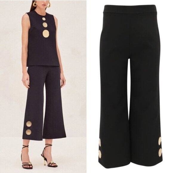 Alexis Pants - Alexis Black High Waist Wide Leg Crop Pants • Gold Embellished • Size XS • NWT